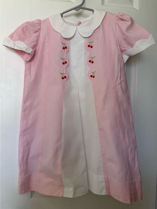The Proper Peony Other - Girls' Pink & White Cherry-Embroidered Dress